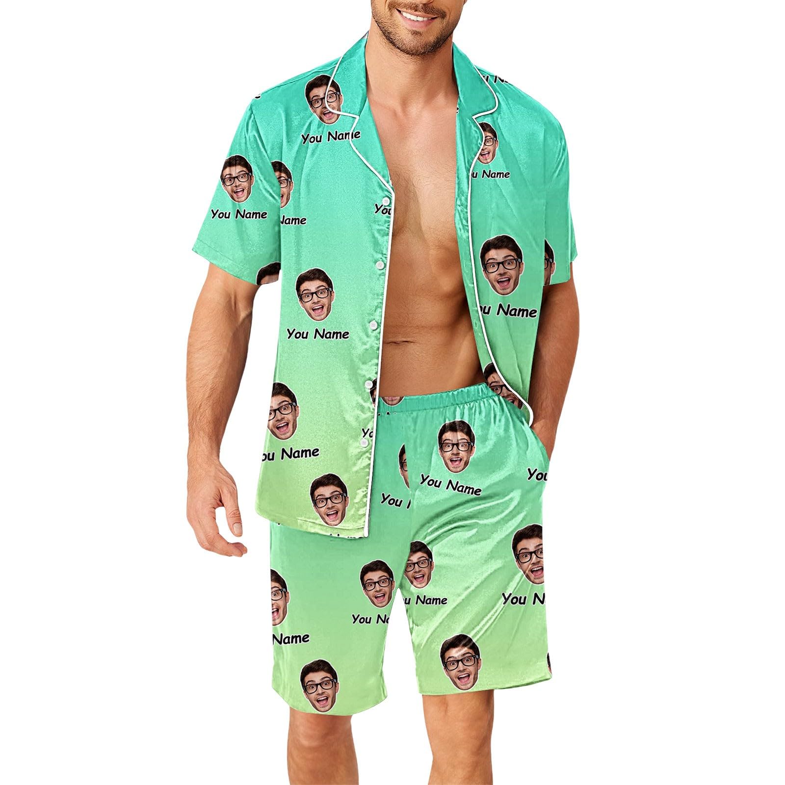 Generisch Pijama de hombre rojo corto conjunto divertido pantalones para hombres mujeres parejas a juego unisex nombre personalizado camiseta