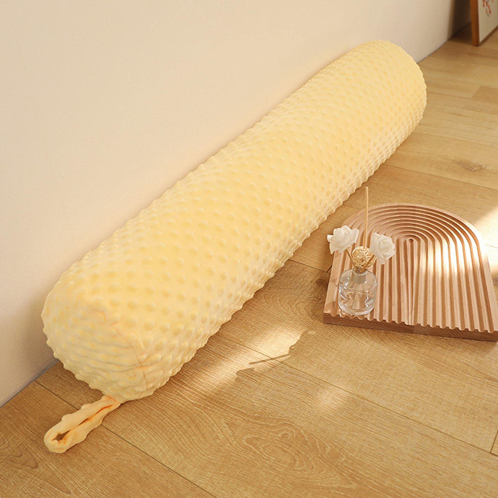 Aokeli Yellow Long Bolster Pillow, Soft Round Bolster Pillow For Pregnancy Maternity Support, Comfy Cuddly Full Body Neck Pillow, Washable Removable Pillow Case