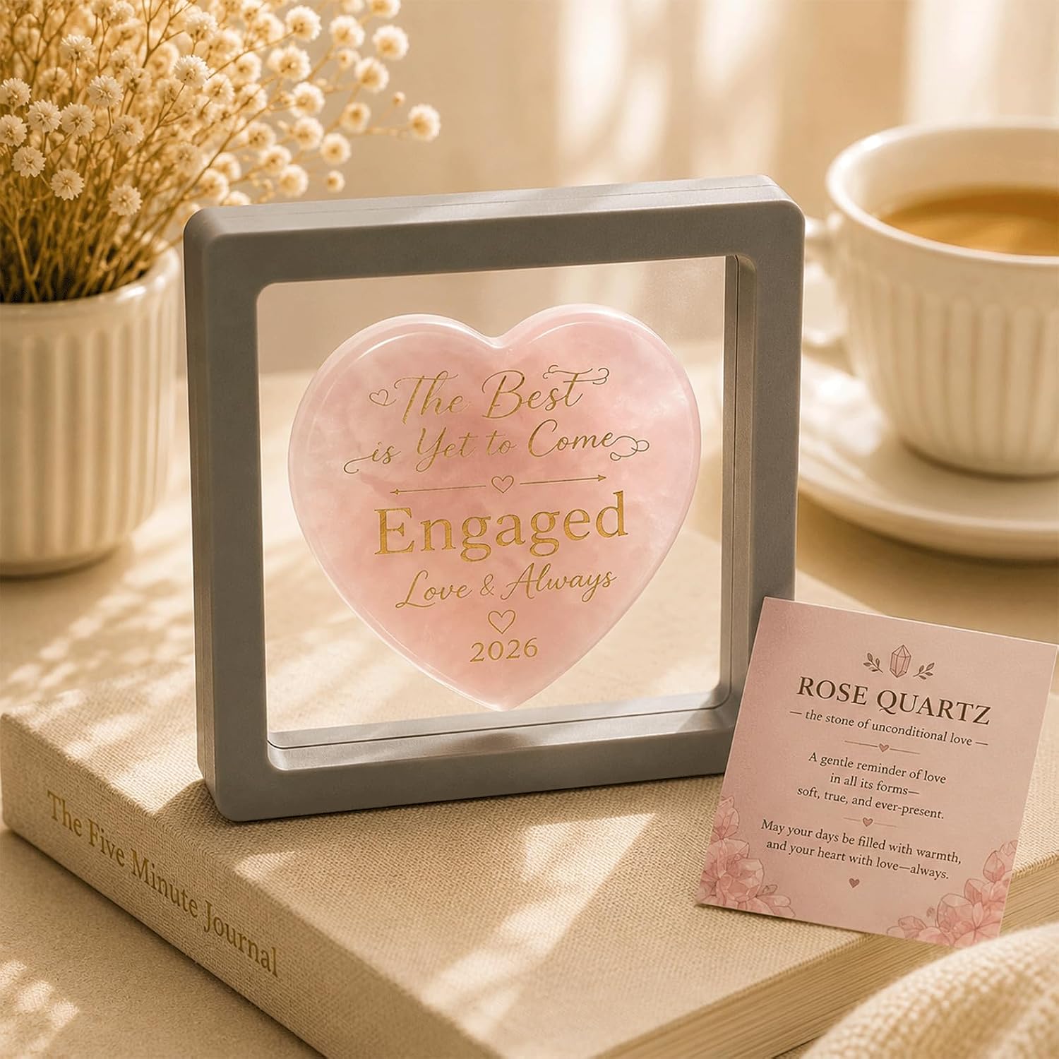 Rose Quartz Heart Engagement Gifts for Couples 2026 Love Stone Home Decor image 2