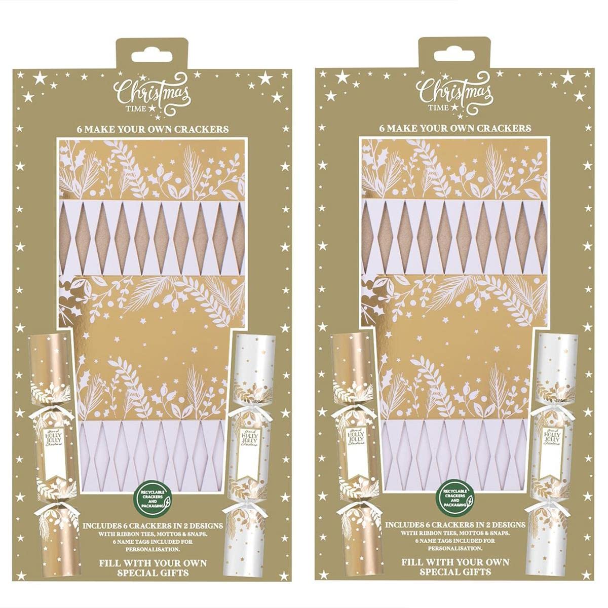 YöL Make Your Own Christmas Crackers DIY Fill Your Own Gold & White Xmas Design