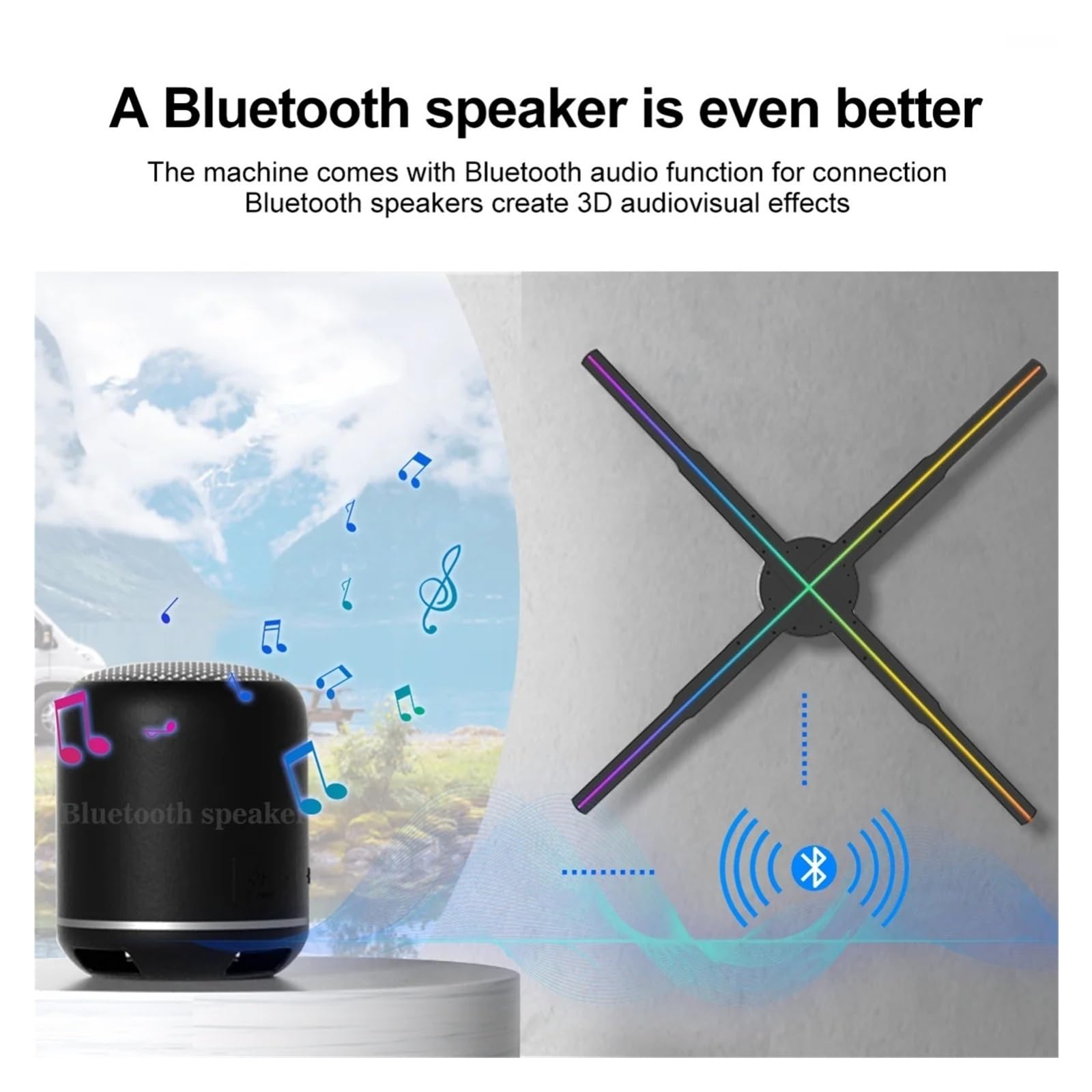 Ventilatore con ologramma 3D, Fan dell'ologramma 3D Insegna luminosa a LED Luci pubblicitarie for le vacanze Immagine del display telecomando WIFI