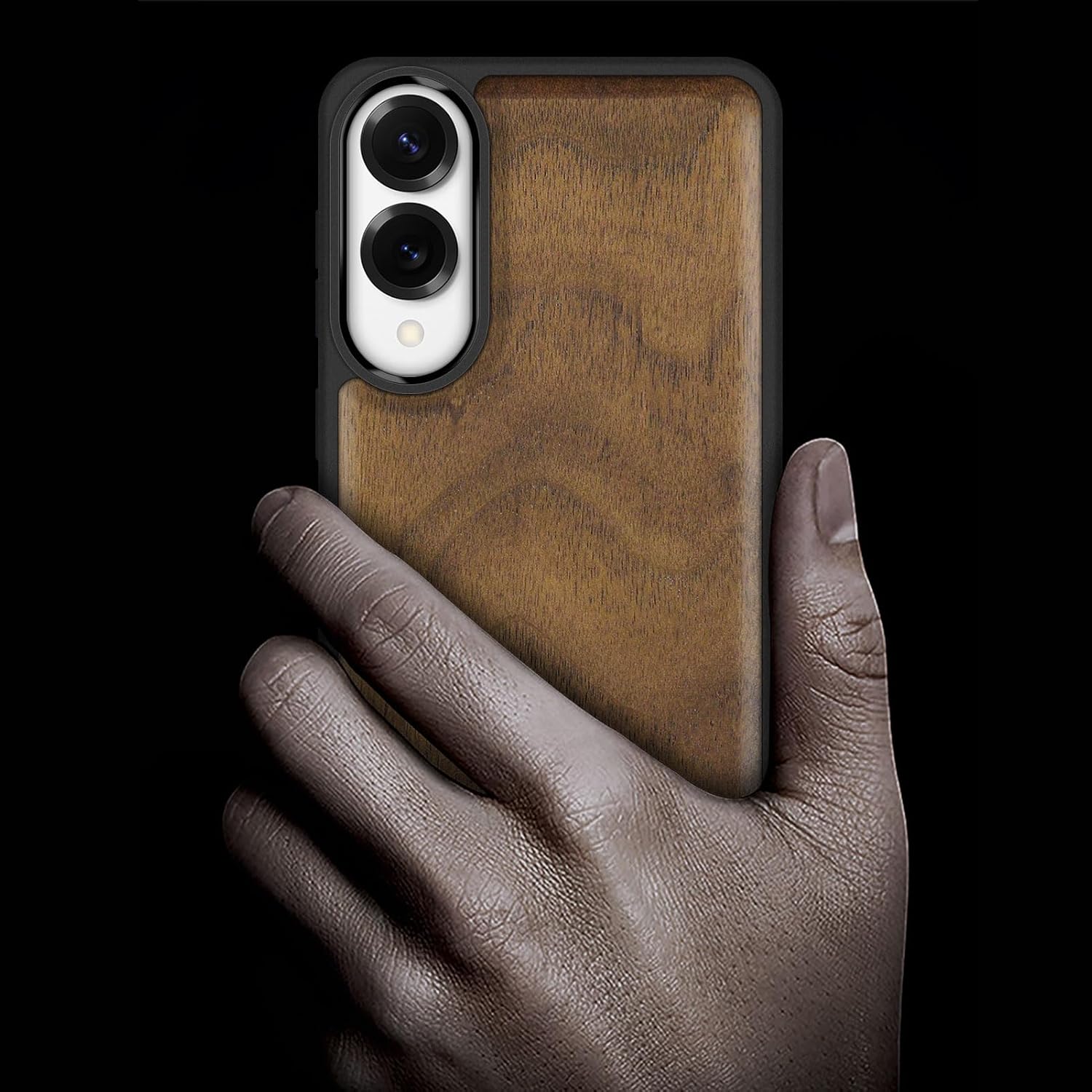 Carveit Magnetic Wooden Case for Samsung Galaxy S25 Edge Case 2025, TPU Shockproof Cover & Wood Artisan Engraved, Compatible with MagSafe Wireless Chargers (Natural Grain) Walnut