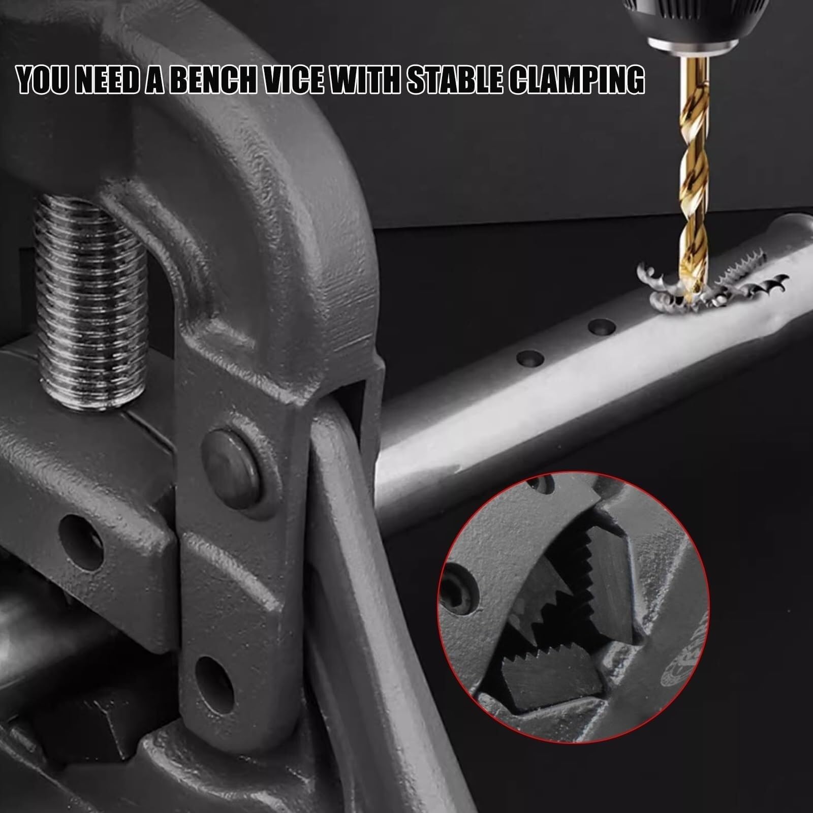 Llave de tubo ajustable resistente con mango fijo para sujetar piezas de trabajo cilíndricas
