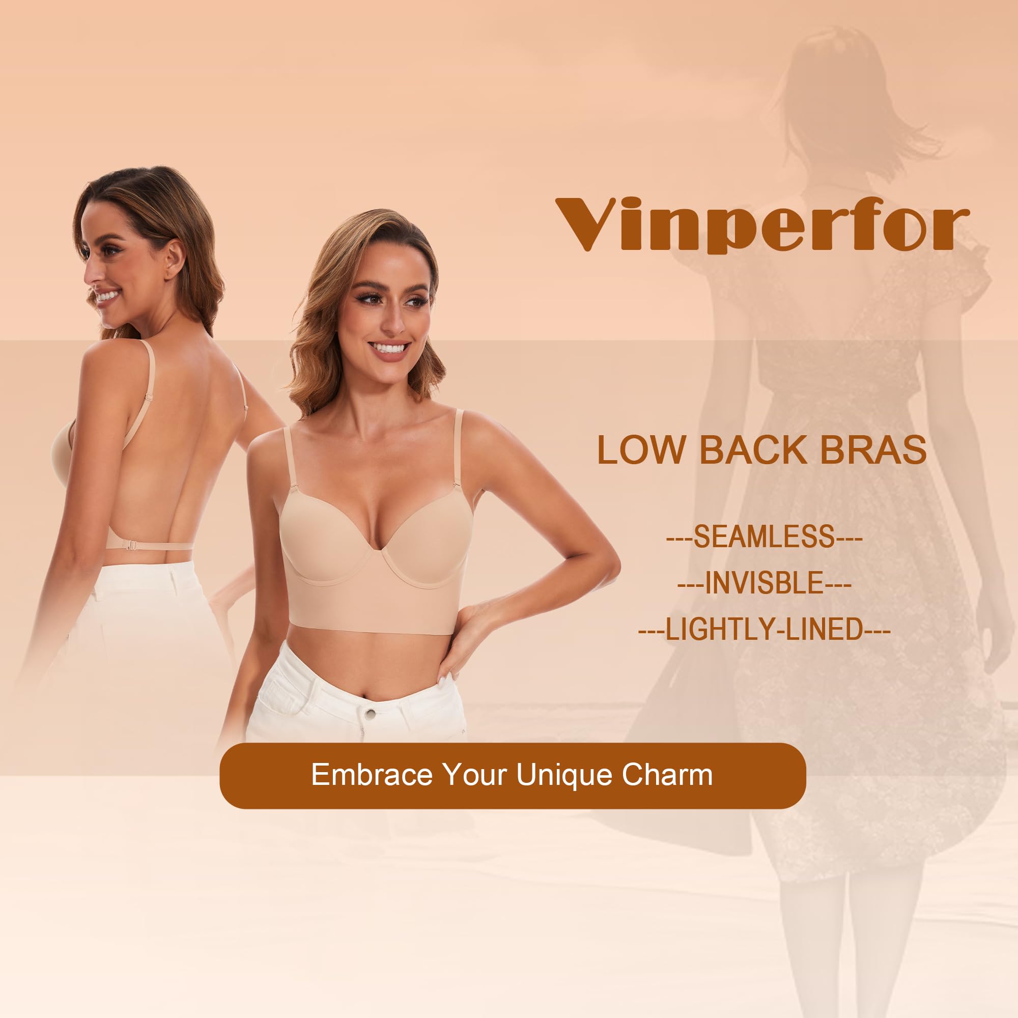 Sujetador de espalda baja para mujer, sin costuras, con espalda en forma de U y aros, sujetadores de cuello halter, Multiway con tirantes convertibles