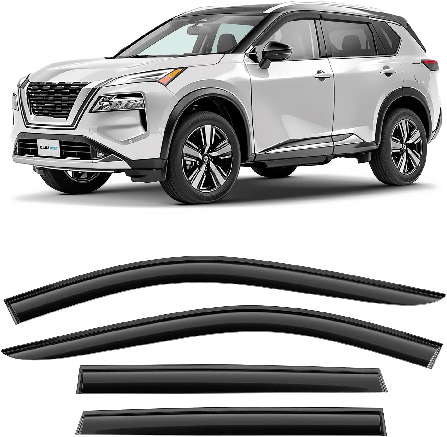 CLIM ART Incredibly Durable Rain Guards for Nissan Rogue 2021-2026, Original Tape-on Window Deflectors, Vent Deflector, Window Visors, Car Accessories, 4pcs. - 422017
