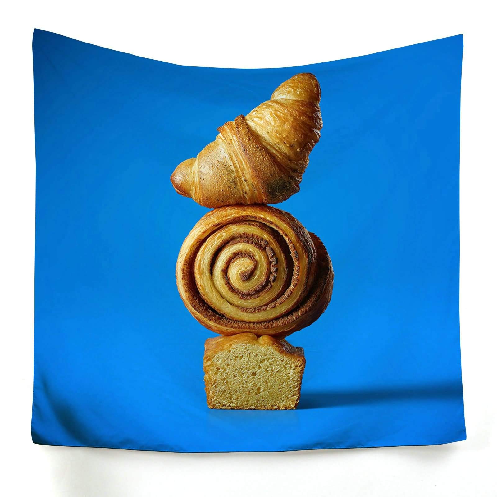 Tapisserie murale bleu brun créant une ambiance cuisine chaleureuse