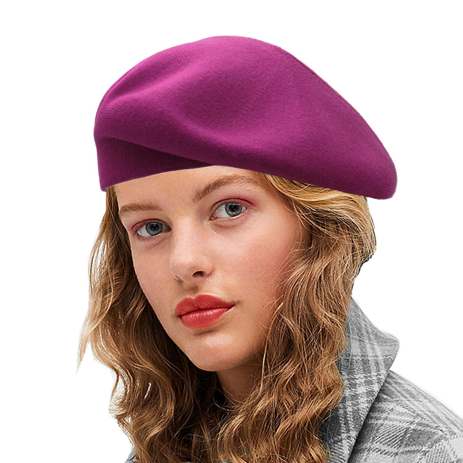 Sydbecs Cashmere Beret Hats for Women Girls, Reversible French Berets Hat Solid Color Style