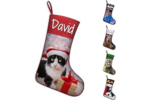 Personalized Christmas Stocking with Photo - Perfect for Cat Lovers!