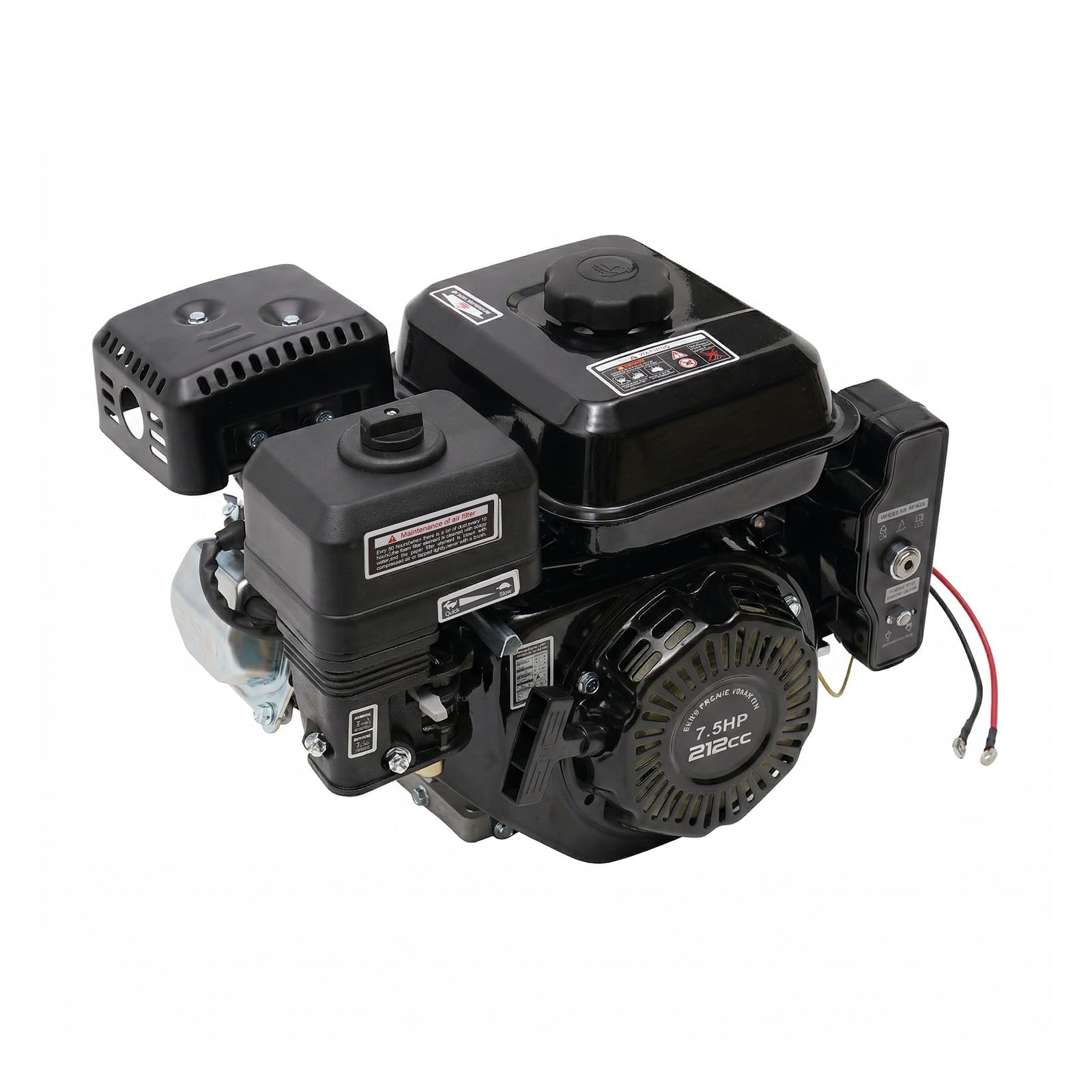Motor de gasolina de arranque eléctrico, 4 tiempos, 7,5 CV, motor de gasolina con diámetro del cigüeñal de 20 mm, motor de gasolina industrial OHV de 212 cc, motor de gasolina de 3600 RPM para