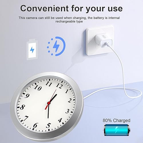 Miniatura 7 de Reloj de pared con cámara oculta, cámara FHD para niñera con detección de movimiento, cámara espía para seguridad en el hogar, oficina, interior,