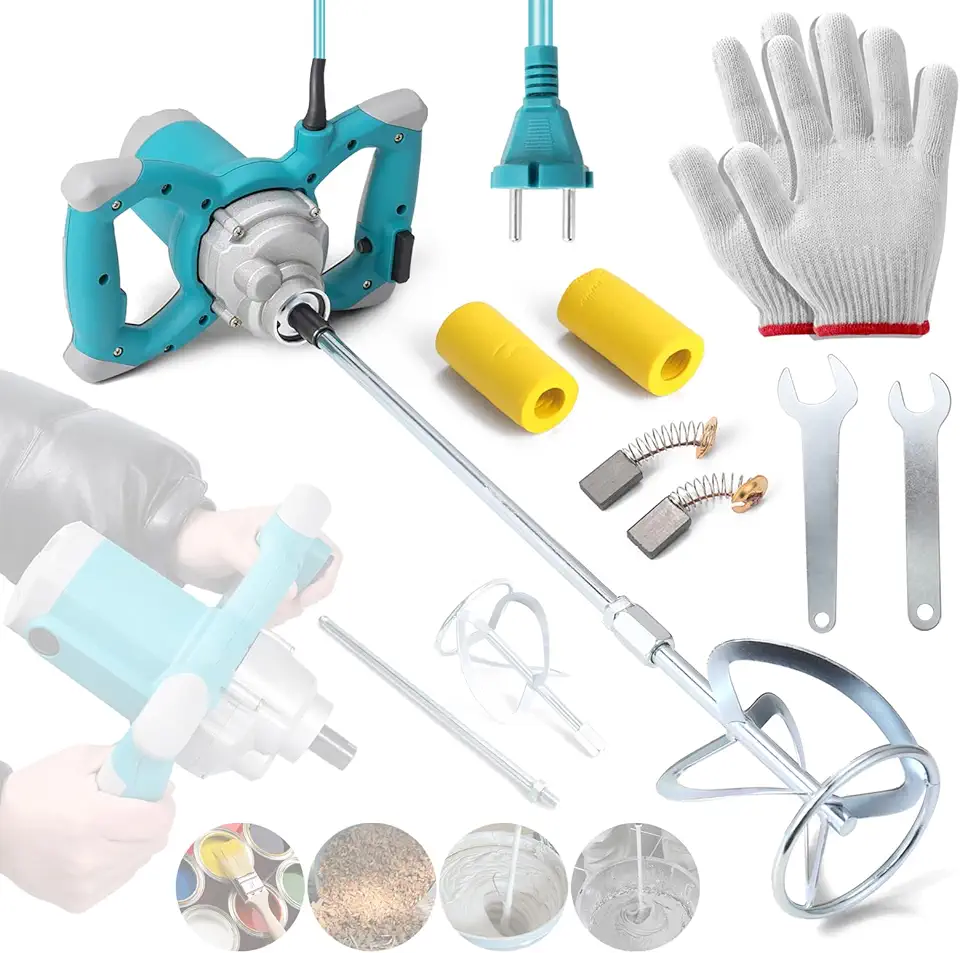 Betoneira Elétrica,Misturador de concreto elétrico portátil 2600W Betoneira de cimento portátil 6 velocidades ajustável máquina de mistura Thinset argamassa argamassa gesso ferramenta de agitação de tinta