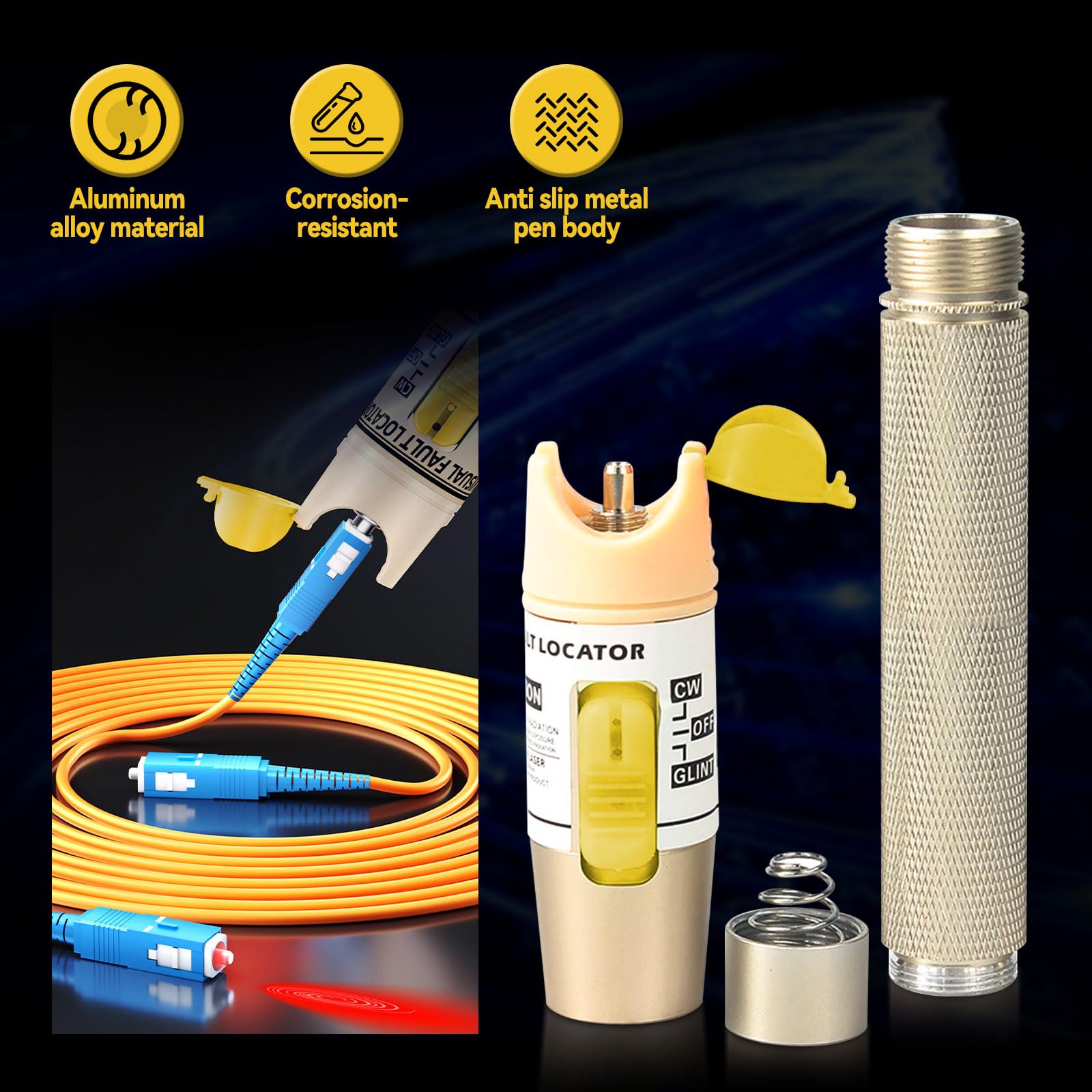 Visual Fault Locator 100 mW, tester per cavi in fibra ottica con interfaccia universale 2,5 mm FC/ST/SC