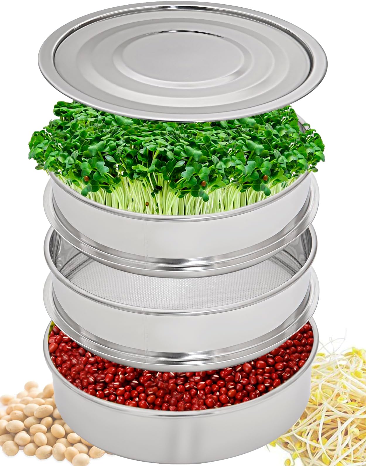 SOLIGT Stackable Stainless Steel Seed Sprouting Kit, 2
