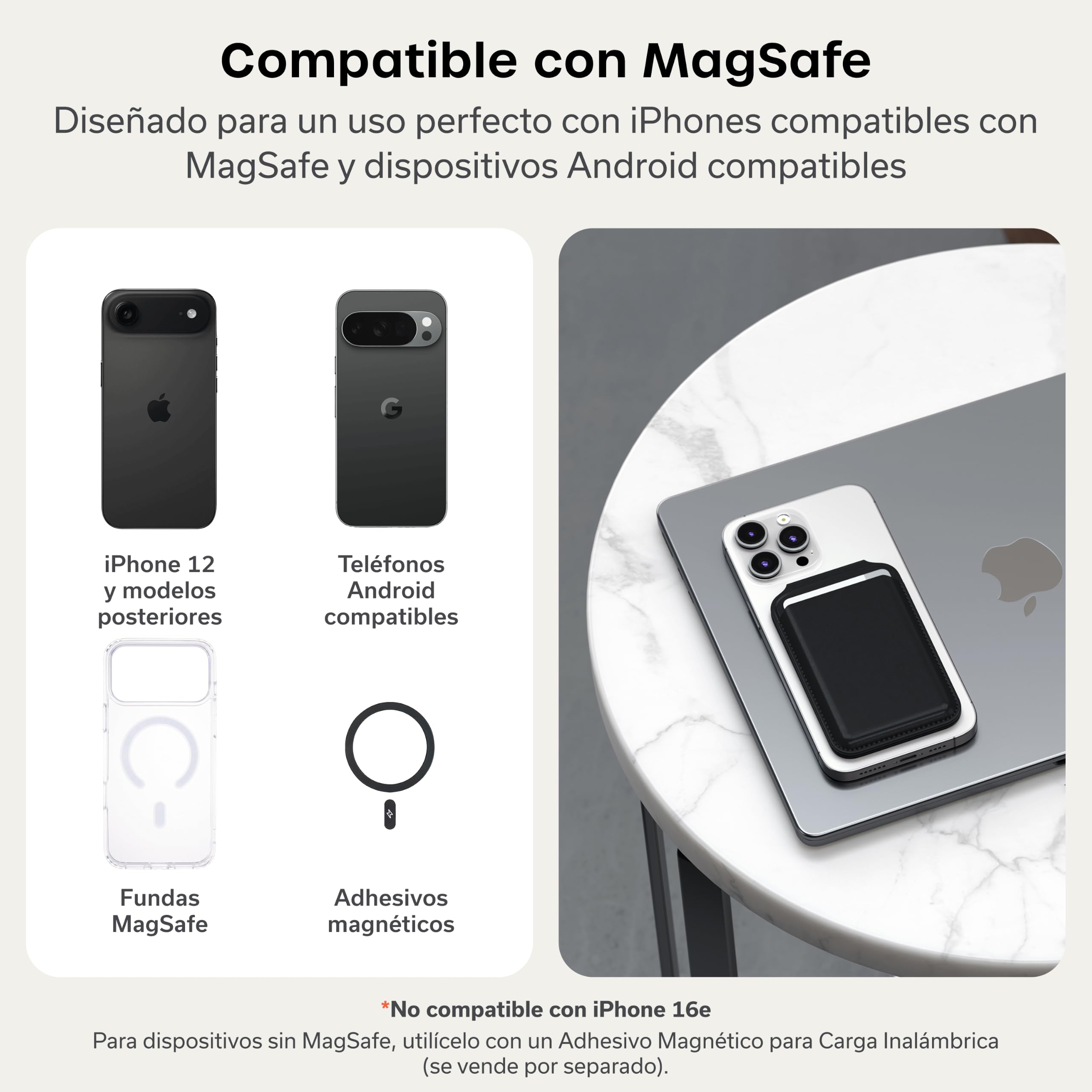 SATECHI Cartera MagSafe y Soporte para iPhone, Tarjetero Magnético con Soporte, NFC y 4 Espacios para Tarjetas, Compatible con iPhone 17 al 12 – Material Premium (PU) Negro