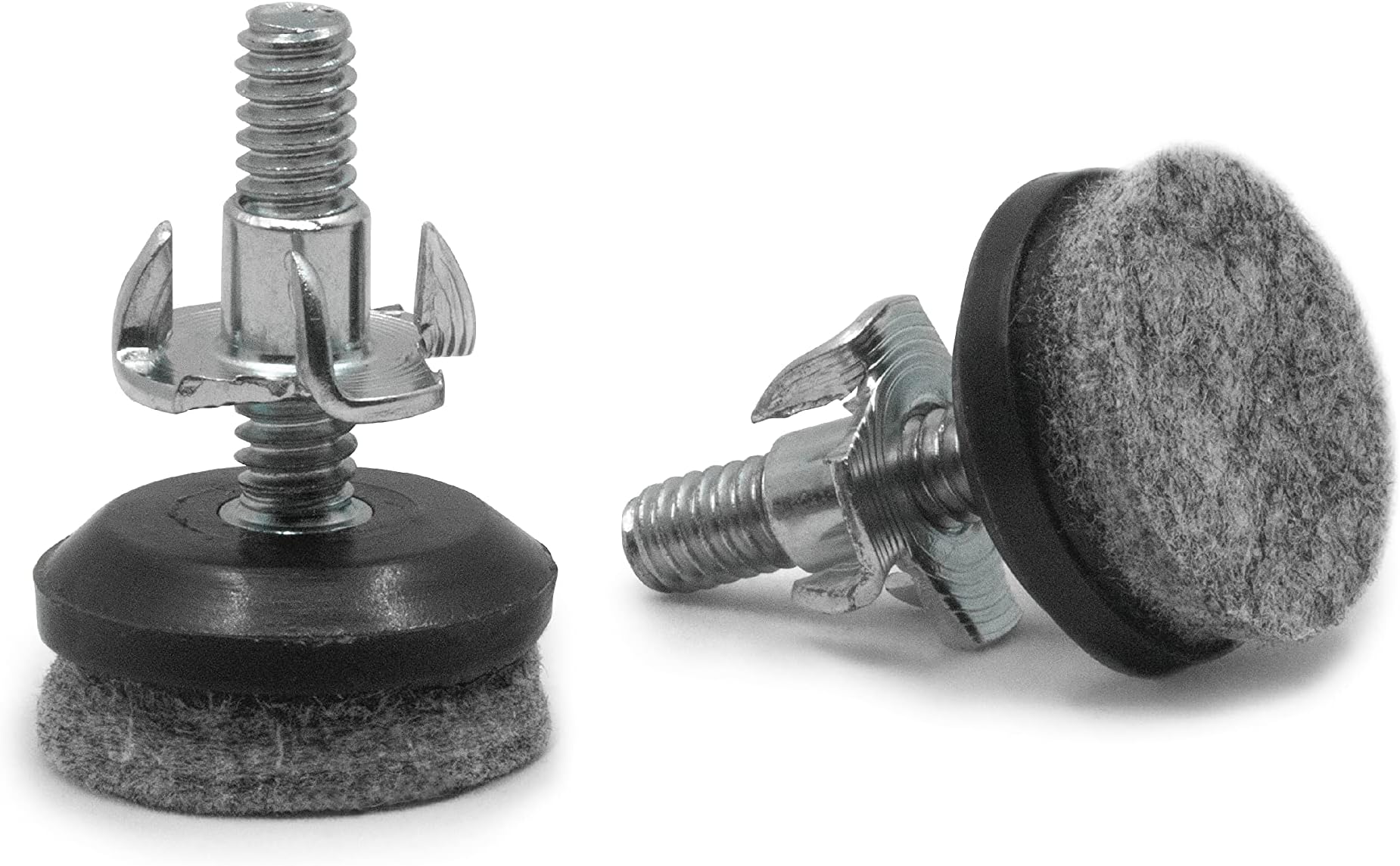 Chair Levelers - 16 Pack - Adjusting Felt Pads for Chair Legs and Furniture - Table Leveling Feet - 1/4-20 Adjustable Furniture Foot with t-nut and Instructions