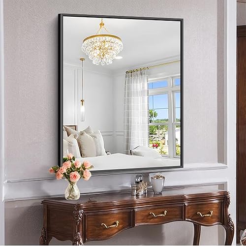 KOCUUY Black Bathroom Mirror, 30x36 Inch Rectangle Mirror for Over