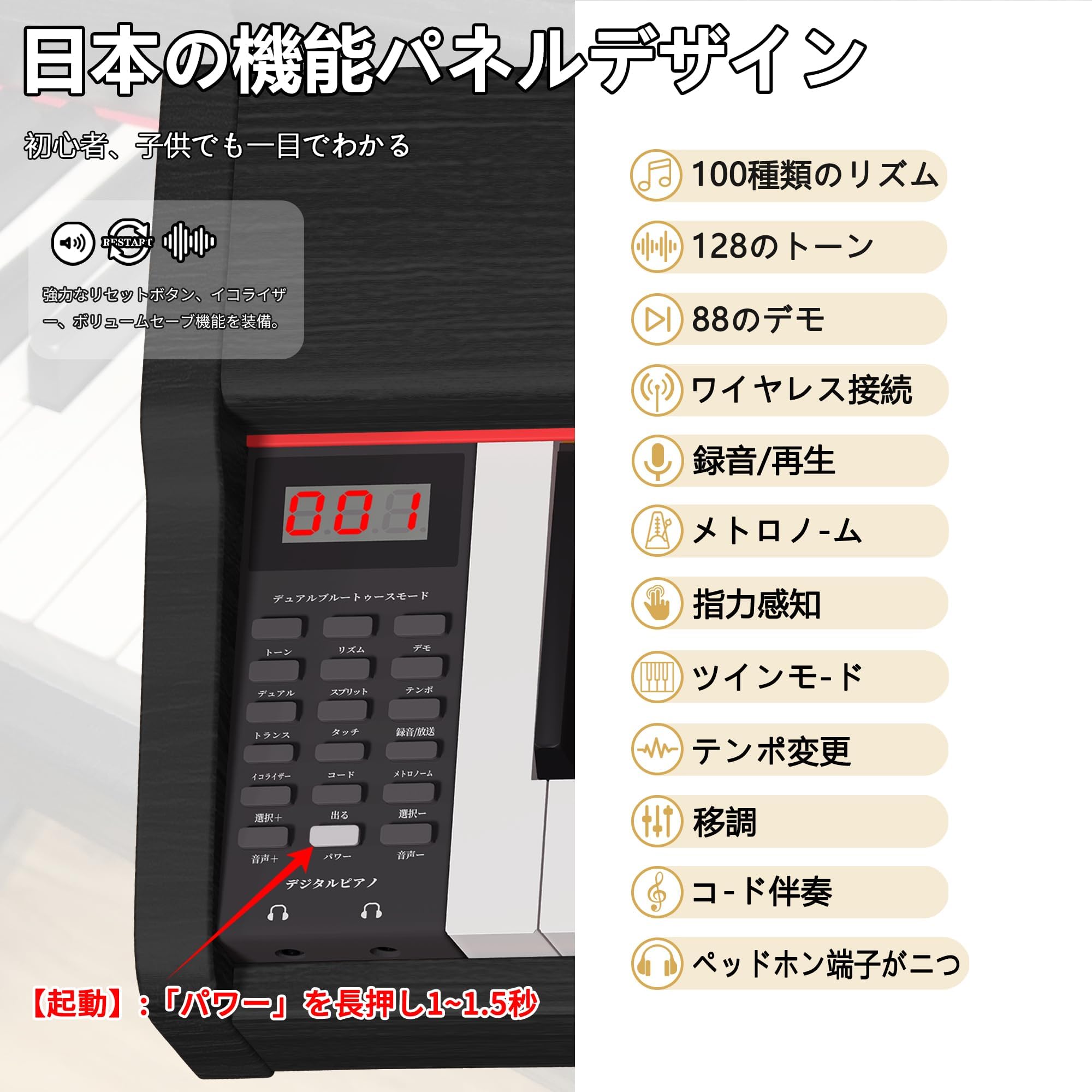 Amazon | 電子ピアノ 88鍵盤 木製 ピアノ 88鍵 Digital Piano ペダル
