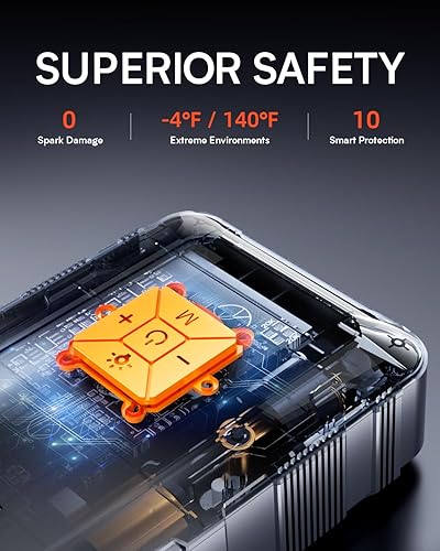 Miniatura 7 de Arrancador de coche con compresor de aire, paquete de arranque de batería de automóvil UIBI 3500A con inflador de neumáticos portátil de 160 PSI,