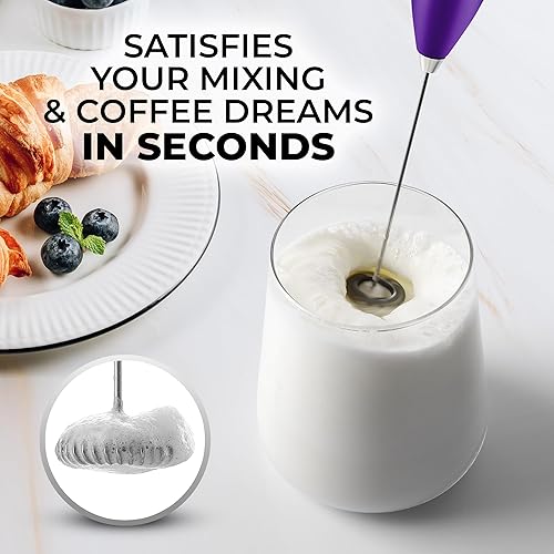 Miniatura 2 de Zulay Milk Boss Espumador de leche potente manual, hace espuma para latte, batidor para mezclar bebidas, café, miniespumador para capuchino, frappé
