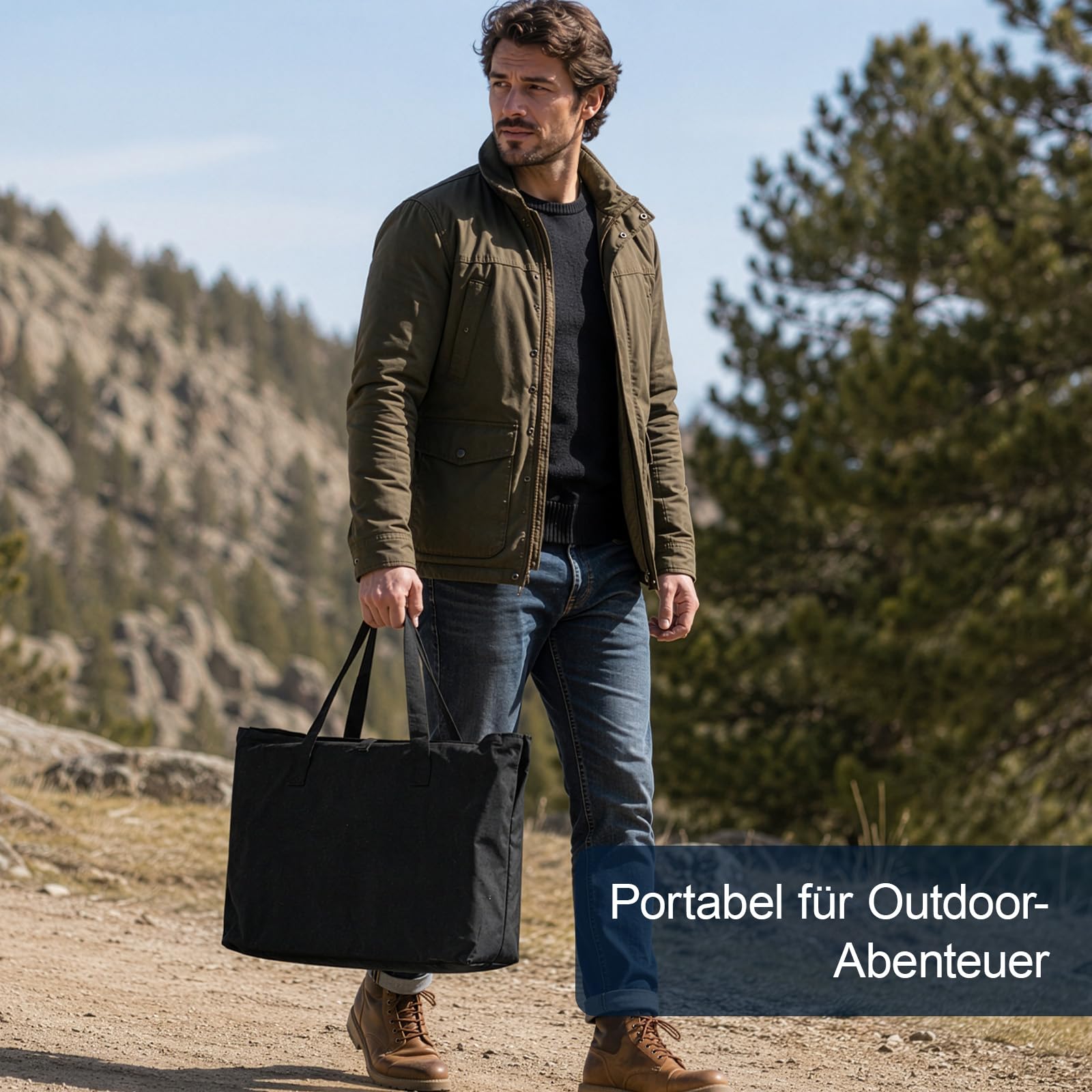 Faltbarer Campingstuhl mit Armlehnen und Rückenlehne, Schwerlast Outdoor Klappstuhl aus Aluminium, Tragbarer Angelstuhl für Camping, Picknick & Garten, Charcoal Schwarz
