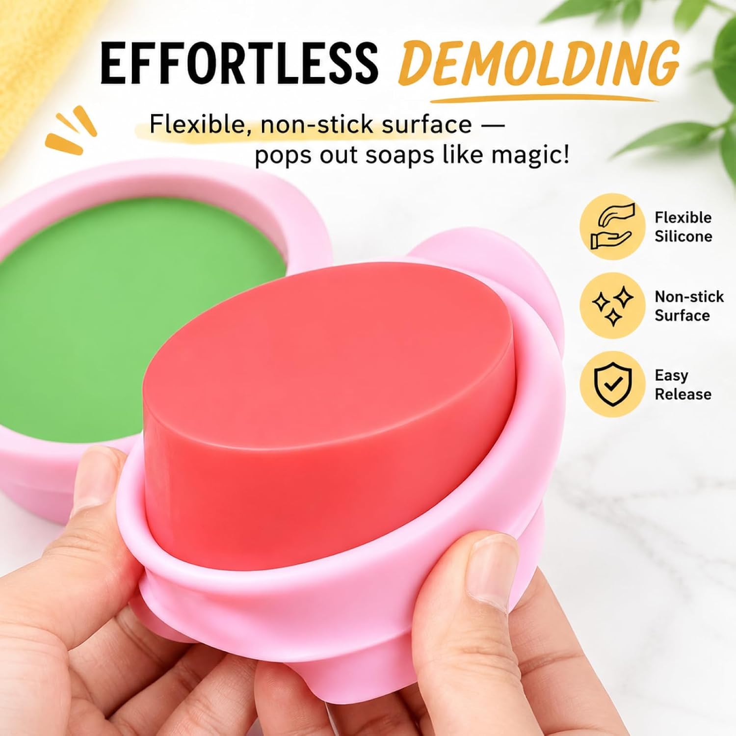 SJ Massage Bar Soap Mold Set, 2-Pack 4-Cavity Silicone Soap Mold image 2