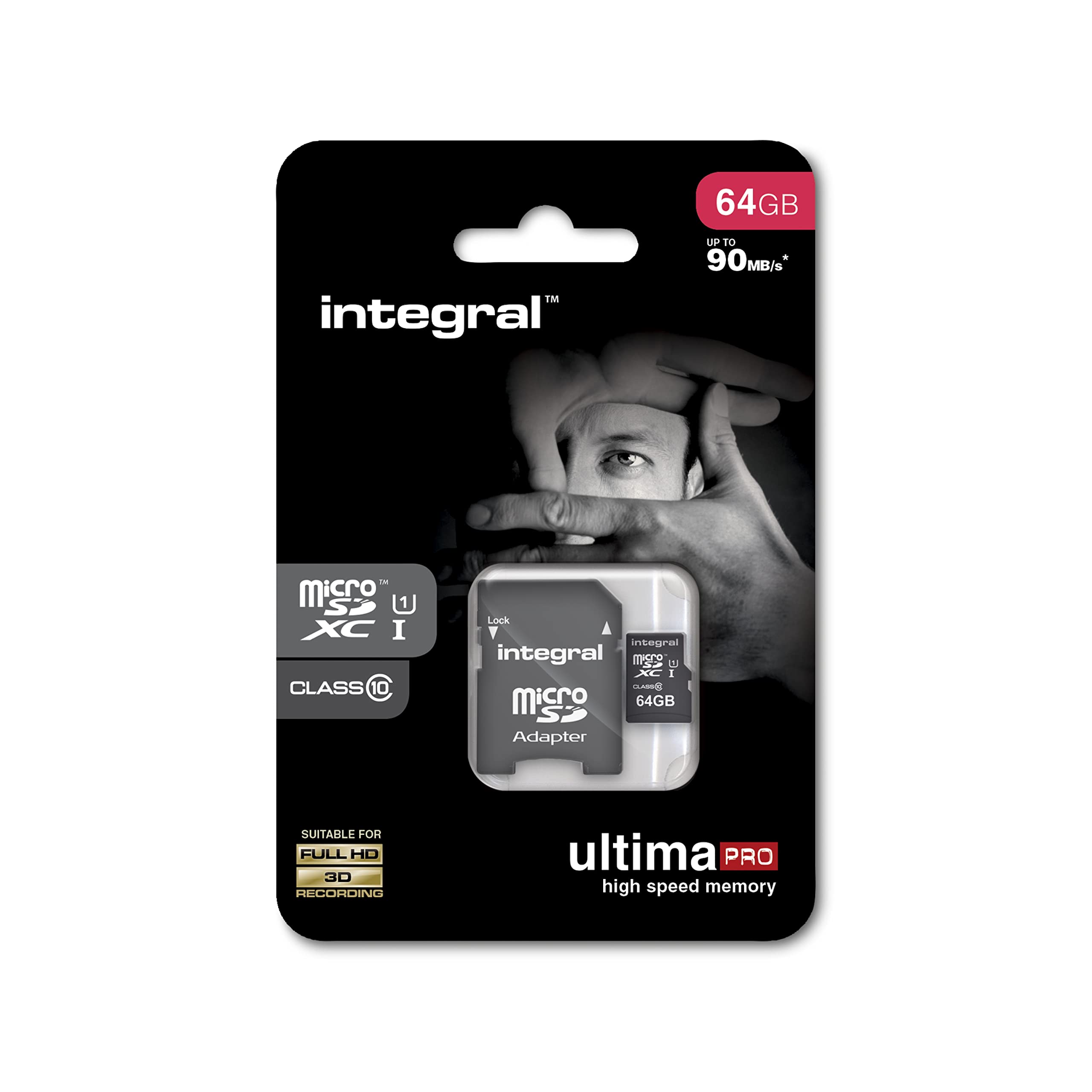 Integral UltimaPro - Memory Card 128GB microSDHC/XC 90MB/s Class 10 UHS-I U1 + Adapter