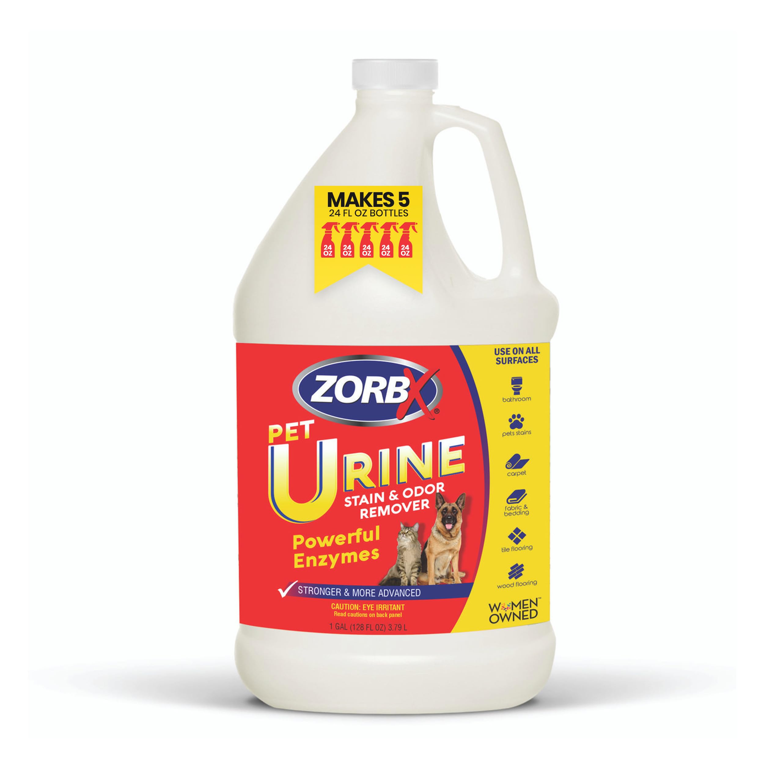ZORBX Pet Urine Stain and Odor Remover Spray 128 FL Oz - Dog, Cat Urine Enzyme Odor Destroyer - Perfect Solution for Unpleasant Urine Odor and Stain