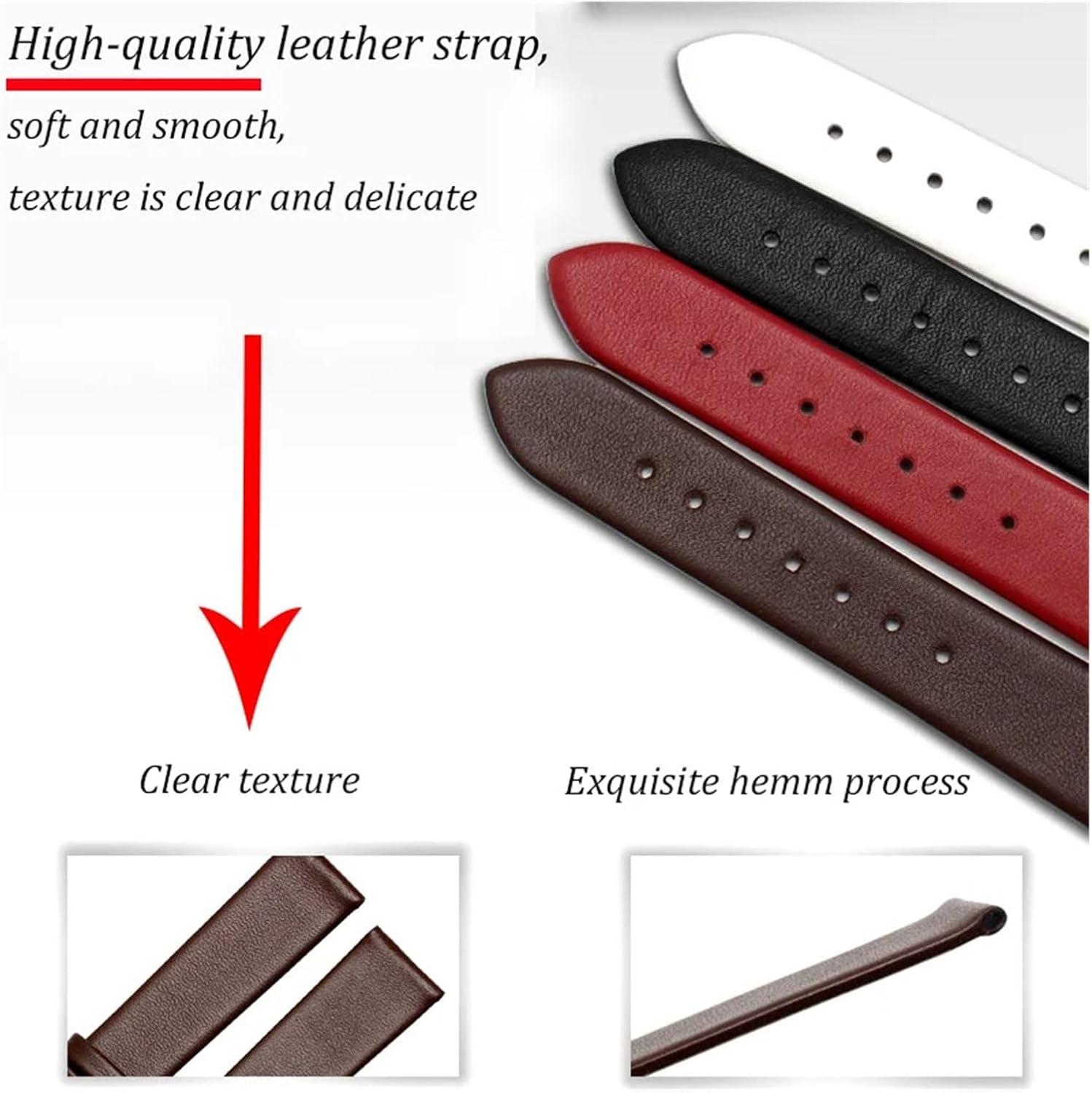 HuanJ Leather Watch Strap Wrist Strap 8mm 10mm 12mm 14mm 16mm 18mm 20mm 22mm Accessories Accessory For
