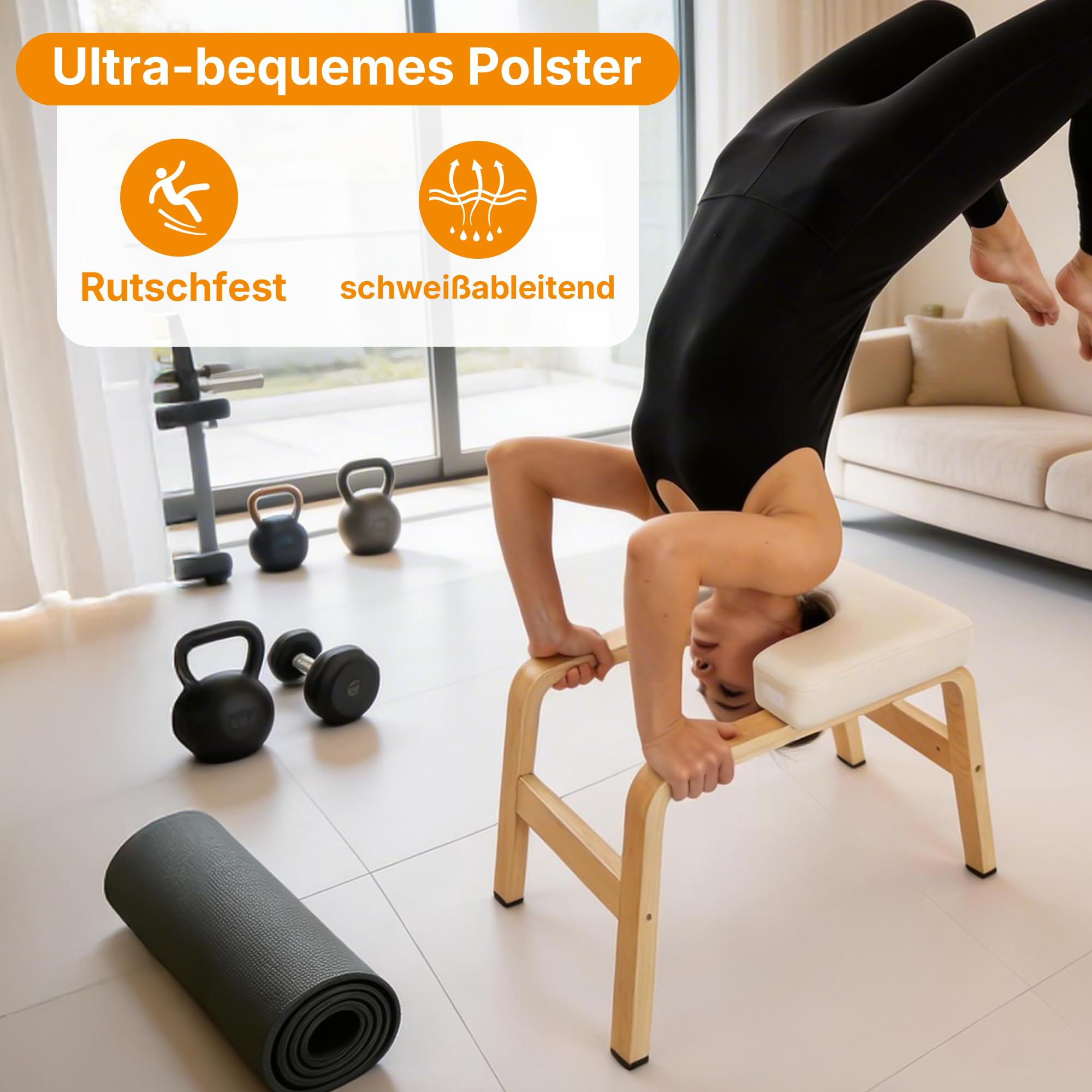 Cucina per yoga di alta qualità, 150 kg 6,3 cm di spessore, imbottitura impermeabile, piedi antiscivolo e yogurt per l'allungamento della schiena per diverse applicazioni come lo yoga, Pilates bianco