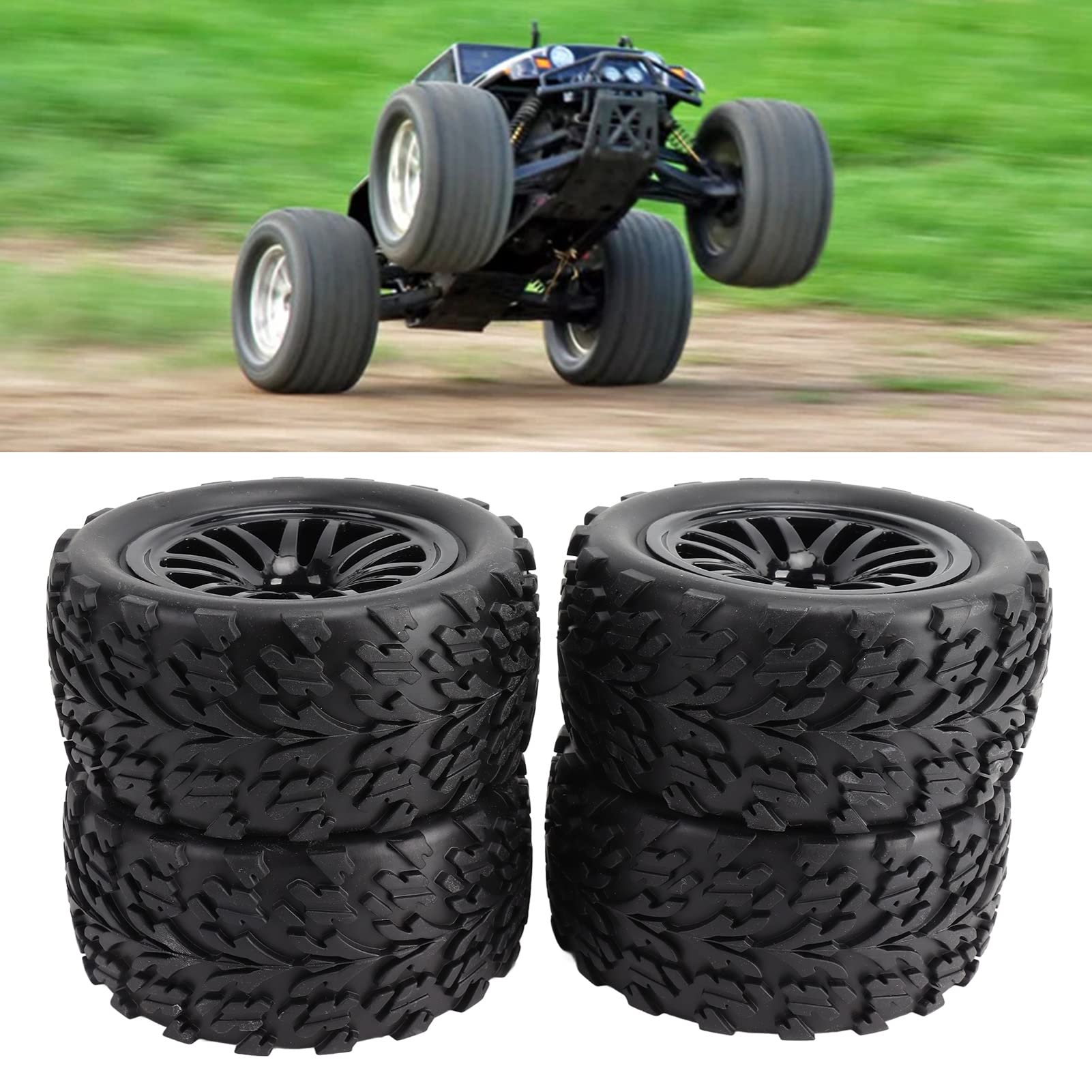 Pilipane 4PCS RC Tires 12mm Hex Off Road Short Course Truck Tires 1/10, Large Truck RC Tires and Durable RC Tires