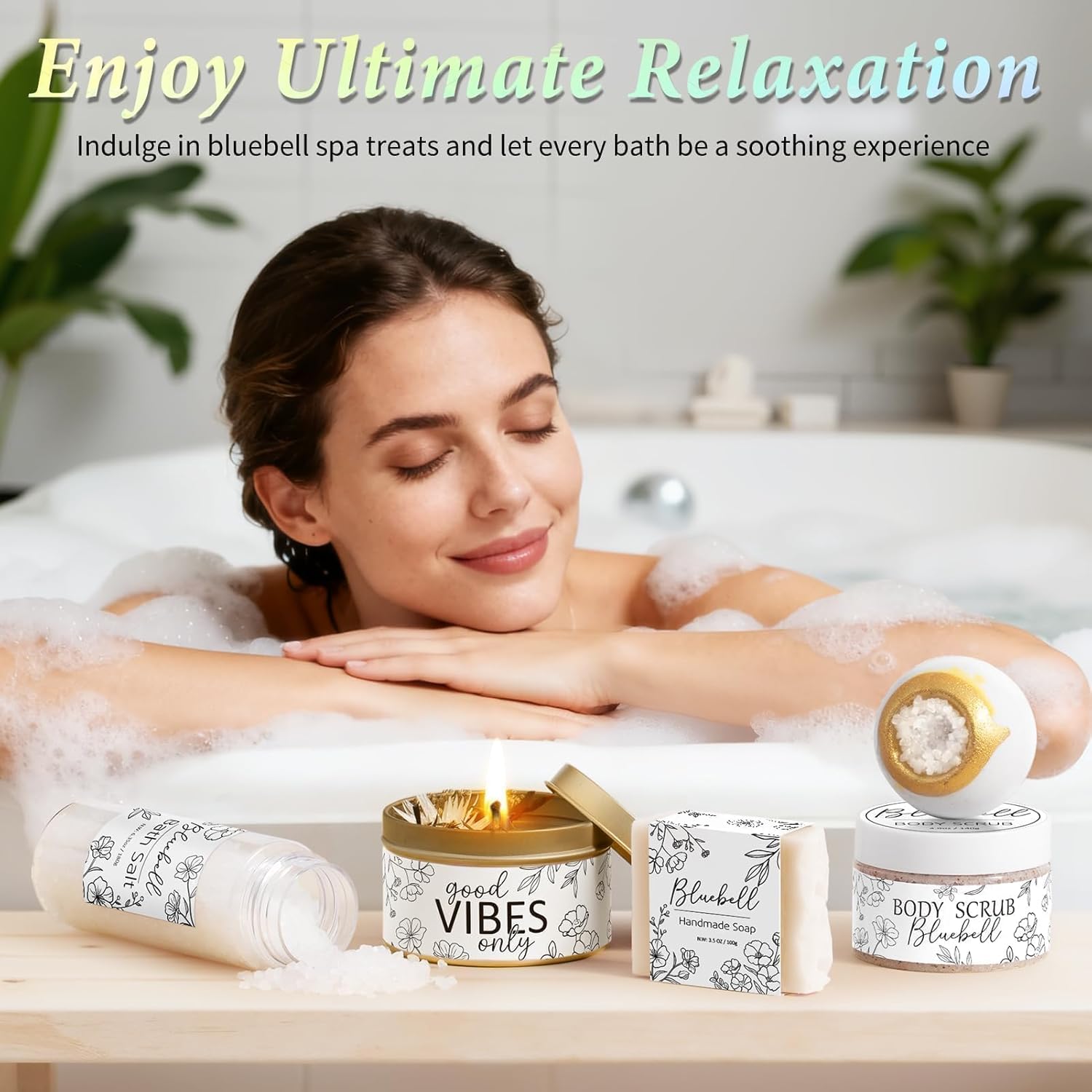 Spa Gifts for Women Bath Gift Set, BlueBell Relaxing Spa Gift Baskets Home Bath Set Self Care Kit Care Package Thank You Birthday Valentines Day Gifts for Her Women Mom Friend Sister Teen Girl Wife - Image 7