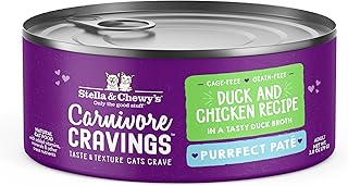 Stella & Chewyâ€™s Carnivore Cravings Purrfect Pate Cans â€“ Grain Free, Protein Rich Wet Cat Food â€“ Duck & Chicken Recipe â€“ (2.8 Ounce Cans, Case of 24)