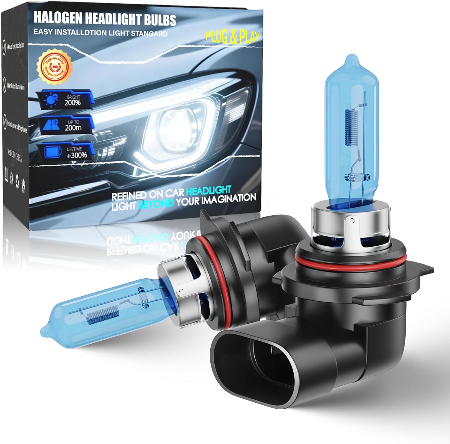 Upgraded Halogen Headlight Bulbs Fit For 2016-2019 Toyota RAV4,9012/HIR2 High Low Beam Combo Kit,Ultra Bright 6000K Light,Broader View,Plug and Play,Pack of 2