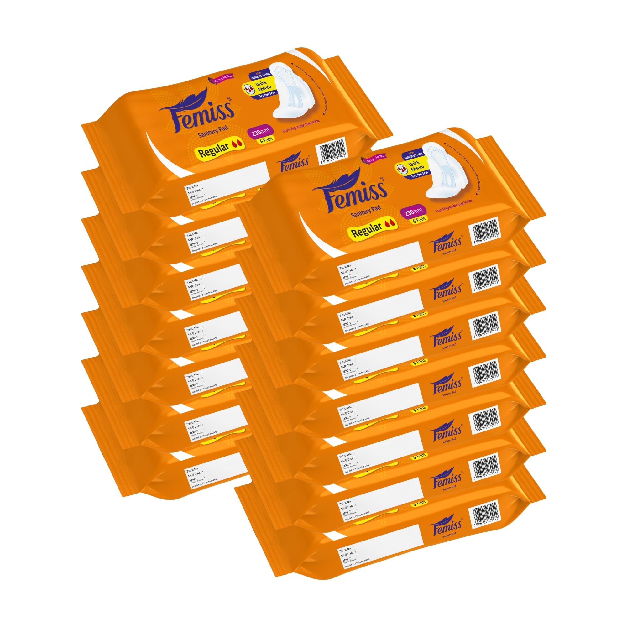 Femiss Regular Soft & Rash Free Sanitary Pads for Women and Girls|Quick Absorption|Heavy Flow Champion|Leakage-Proof|Skin Friendly Straight pads(XL-Size, 230 MM, 6 Pads Each,Pack of 14) (B0CXHSWL8Z) Amazon Price History, Amazon Price Tracker