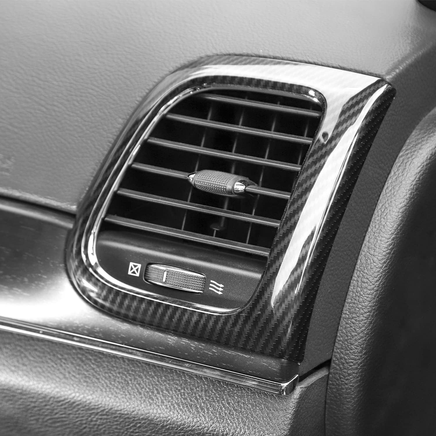 CheroCar for Jeep Grand Cherokee Center Console Air Condition Vent Trim Interior Accessories for 2011-2020 Jeep Grand Cherokee (Carbon Fiber)