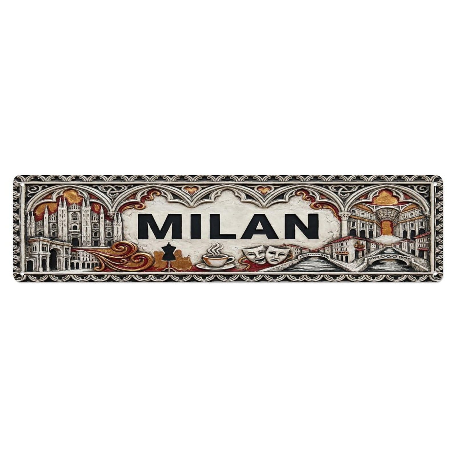 Xanthor Style Metal Tin Sign Vintage Milan Italy Flag Pattern