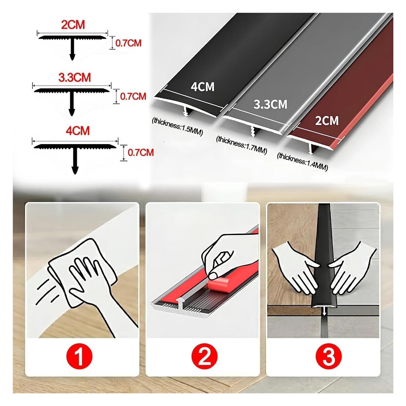 Bande de transition en T pour plancher