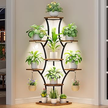 Corner Plant Stand With Grow Lights