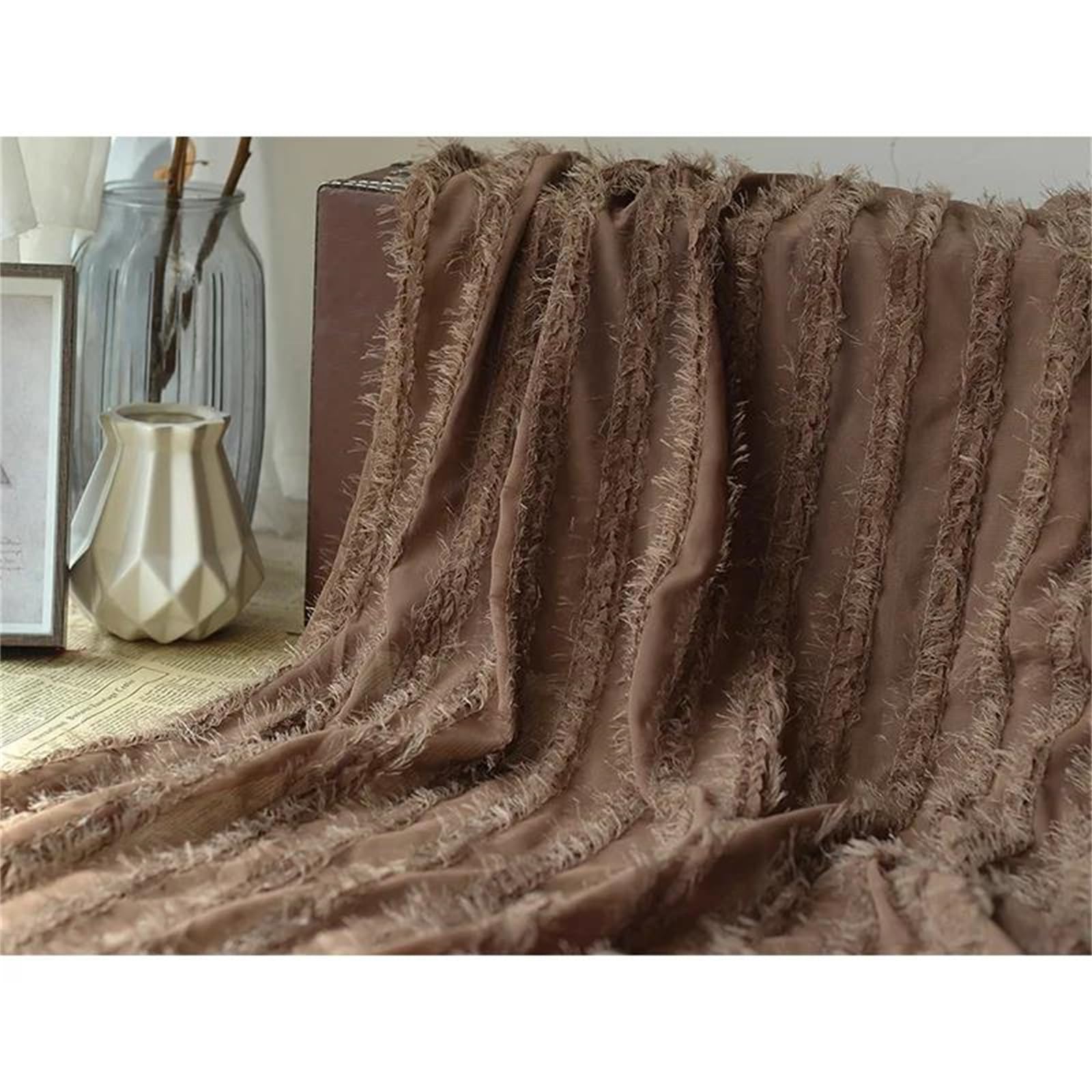 Tessuto Chiffon a Righe con Ricamo a Forma di Fungo da 135 cm con Drappeggio Traspirante for Materiale for la Realizzazione di Abiti(Color 6 Black)