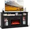 TANGZON Electric Fireplace Insert TV Stand, Freestanding Media Console Table Entertainment Center with 1800-2000W Fireplace Heater & Remote Control (Black, 24