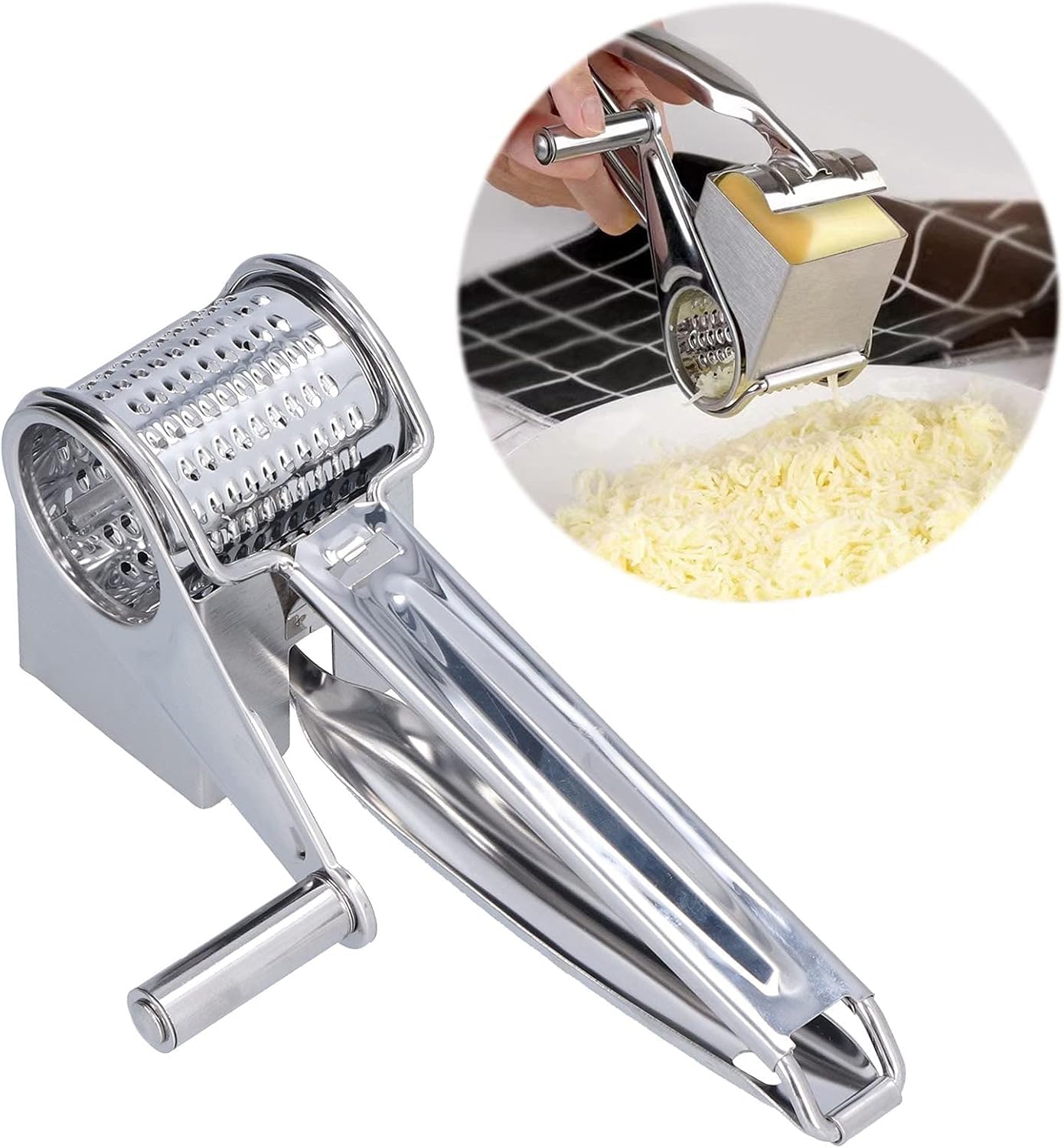 Orret Home Döner Peynir Rendesi – Manuel Saplı Peynir ve Kuruyemiş Öğütücü, Paslanmaz Çelik Çok Amaçlı Rende, Sebze, Ceviz, Fındık, Çikolata, Patates ve Havuç Öğütücü Mutfak Aleti