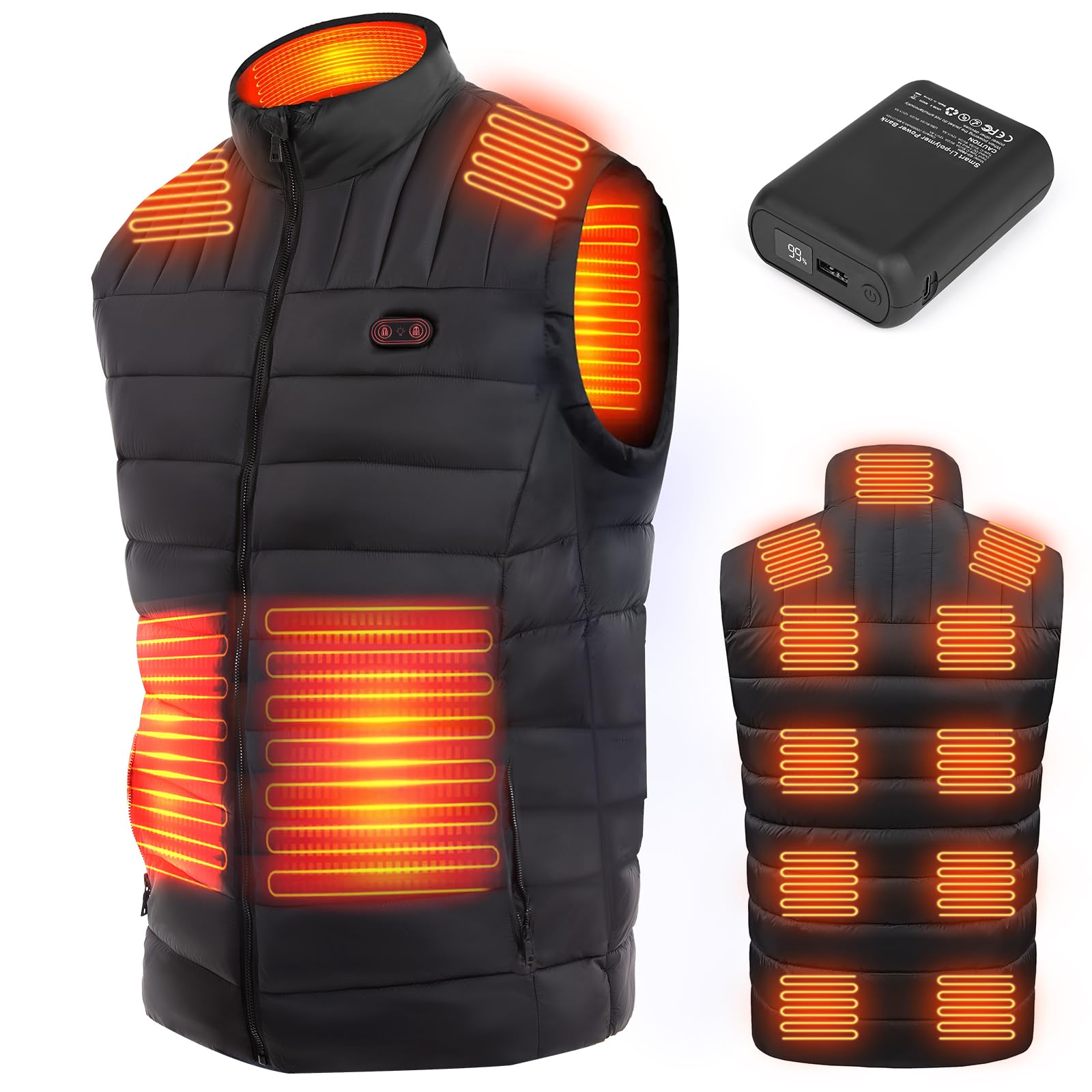 GuKKK Veste Chauffant Homme Femme, Batterie 20000mAh Gilet Chauffant Électrique Électrique USB Vêtement de Chauffage 15 Zones