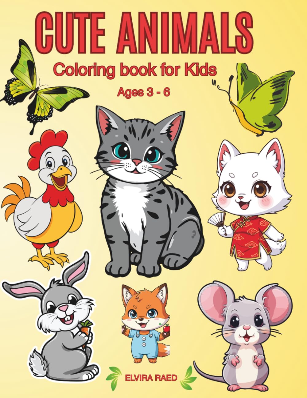 Cute Animals: Coloring Book for Kids Ages 3-6