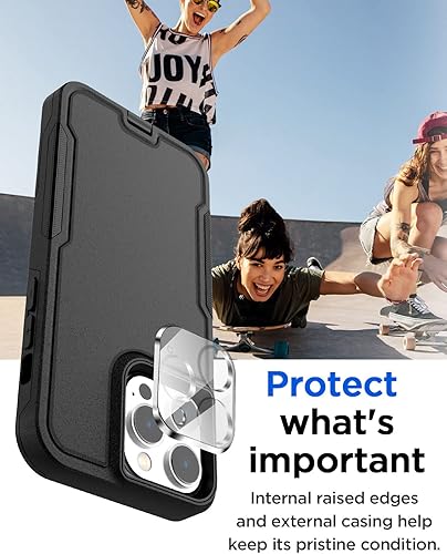 Miniatura 3 de AICase Funda con clip para cinturón para iPhone 14 Pro Max con protector de pantalla de vidrio + lente de cámara, compatible con MagSafe resistente