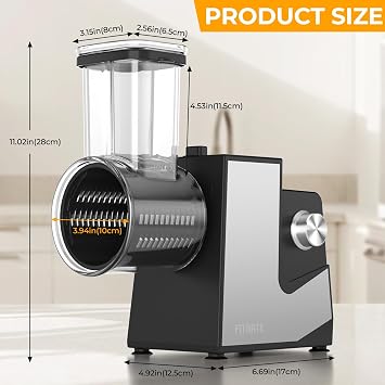FITNATE 5-in-1 250W Electric Cheese Grater, Electric Salad Maker, Multi Grater, Fruit Cutter, Vegetable Slicer, Food Processor, Multifunctional Slicer & Shredder for Cheese, Vegetables, and Fruits
