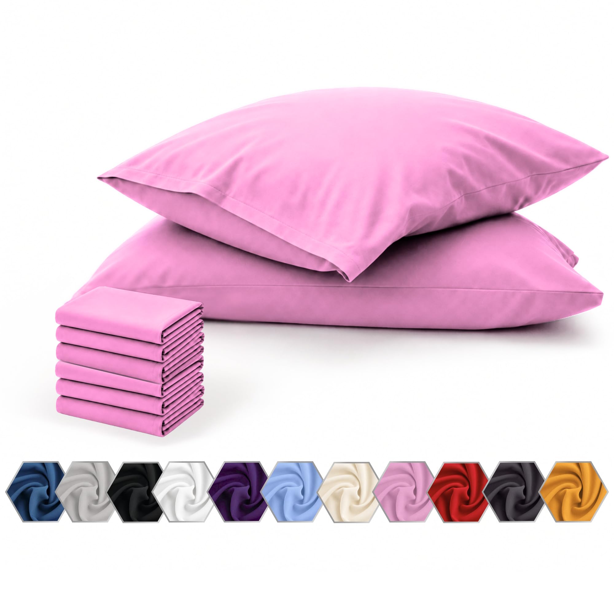 Pillow Cases 6 Pack Pink – 100% Brushed Microfiber Pillowcases
