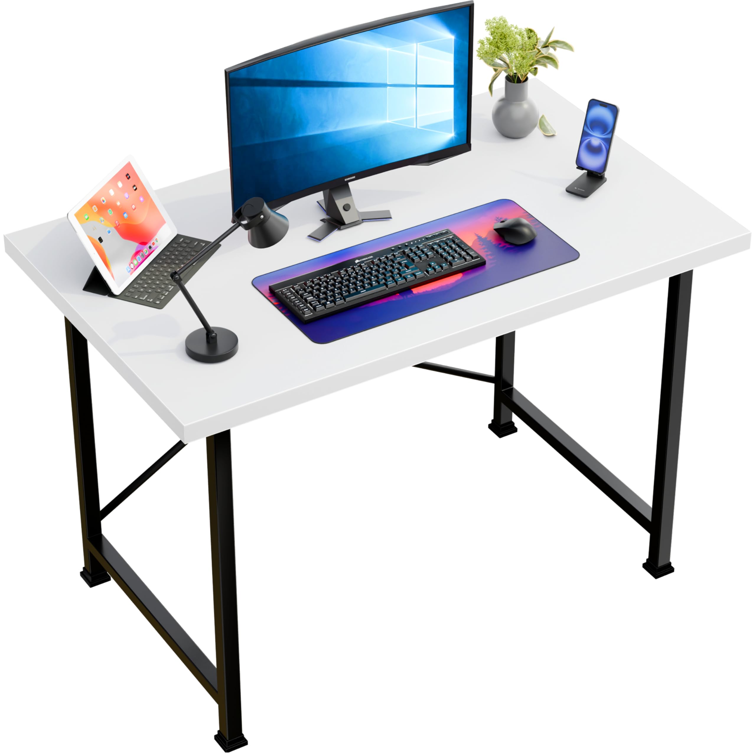 Engineered Hard Wood Study Table Computer Desk Laptop Study Table for Office Home Workstation Writing Modern -Size-90L*60W*75H CM (2 Year Warranty) (Black & White)