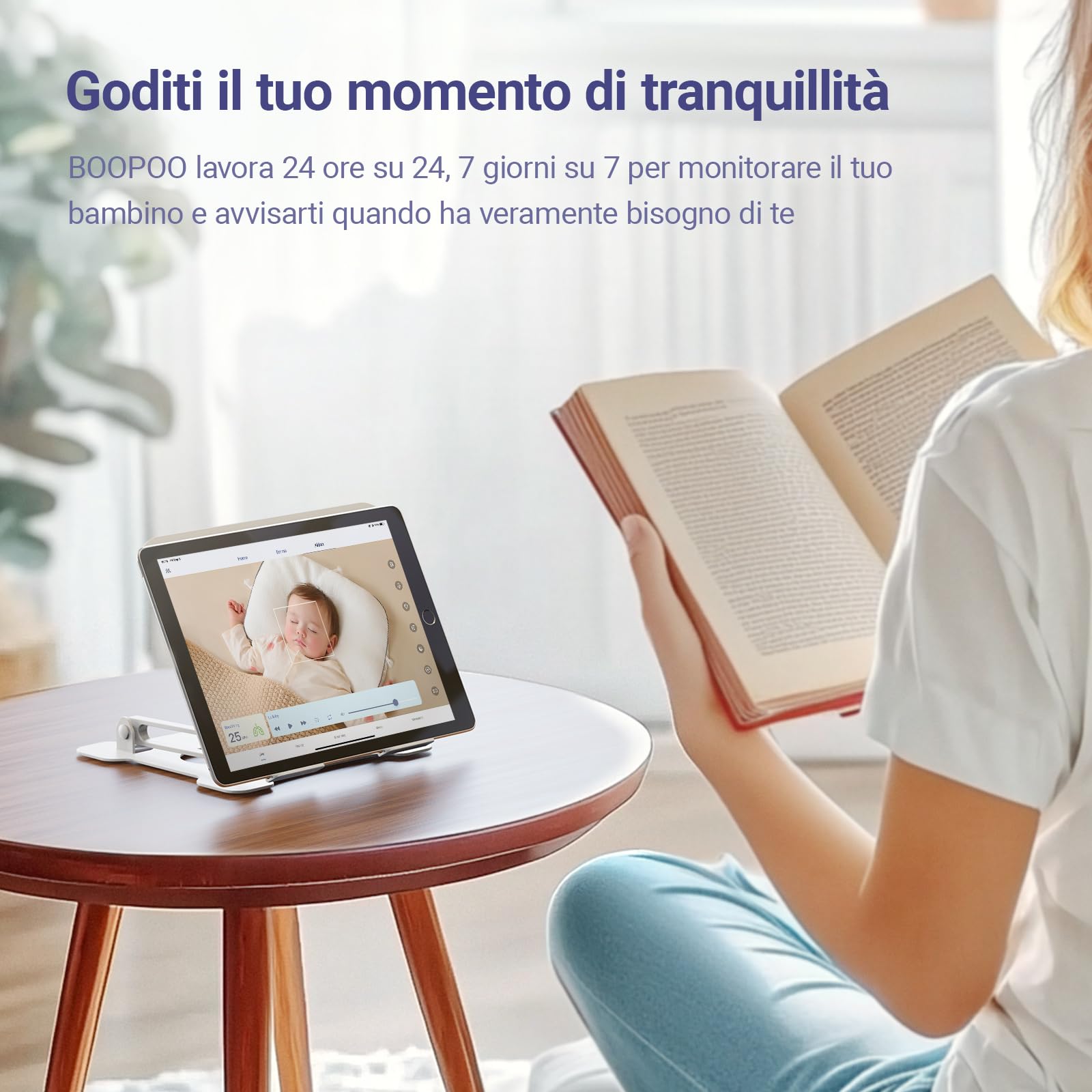 Telecamera Monitor Intelligente per Bambini - Soluzione AI Avanzata Senza Sensore, con Rilevamento del Pianto, Movimenti e Zone Sicure, Visione Notturna HD 2K, Audio Bidirezionale(Culla)