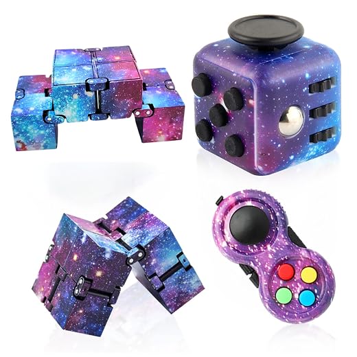 3 Piezas Fidget Toys, Juguetes Cubo Antiestres Fidget Pad Juguetes Retro Controller, Infinity Cube, Juguete Antiestrés Stress Infinito Cubo para Estudio Trabajo, Regalos para Niños Adultos