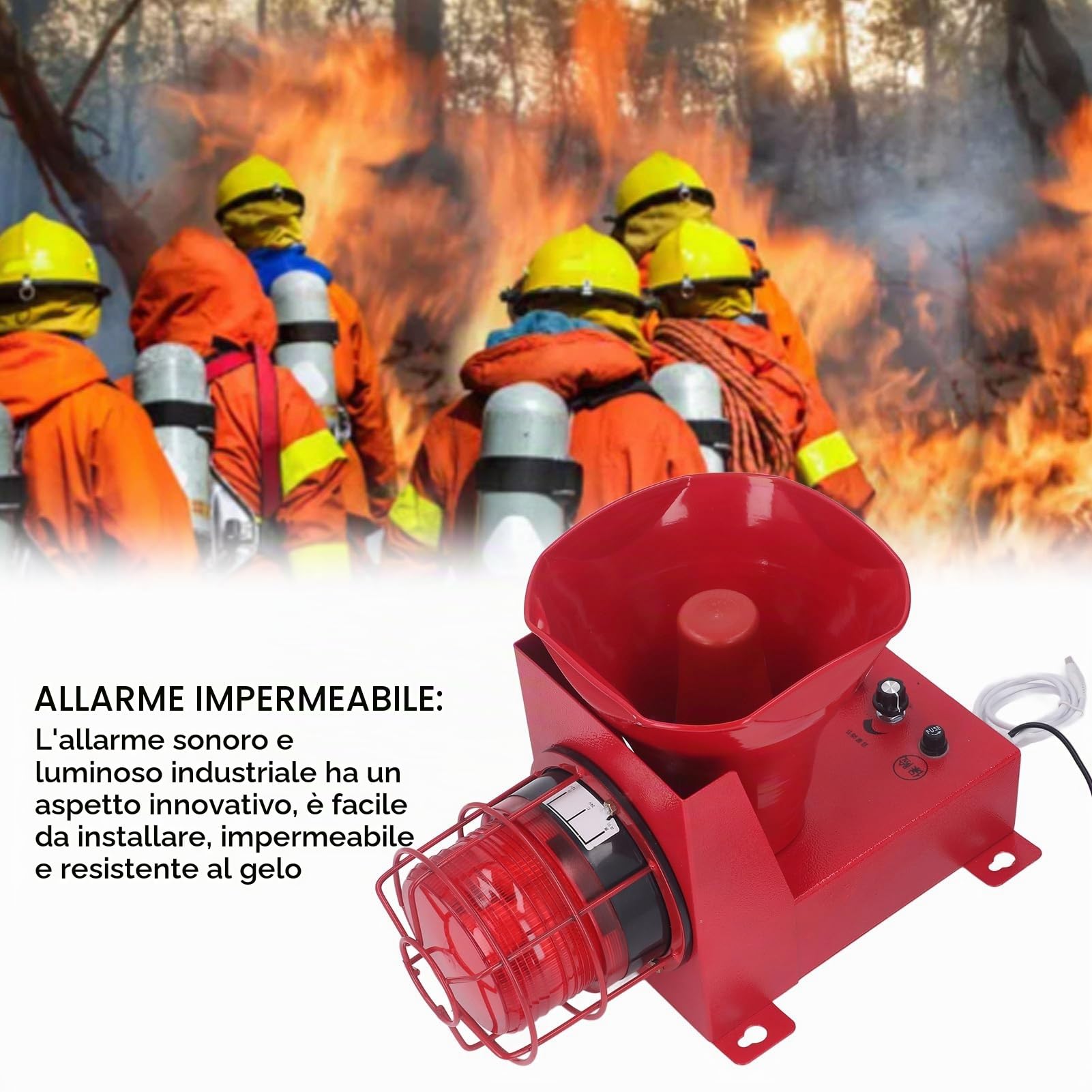 Sirena Industriale di Allarme Stroboscopico di Emergenza 6.7A 180dB Sirena Impermeabile IP65 per Miniera di Pietra e Sabbia (Spina europea 220V)